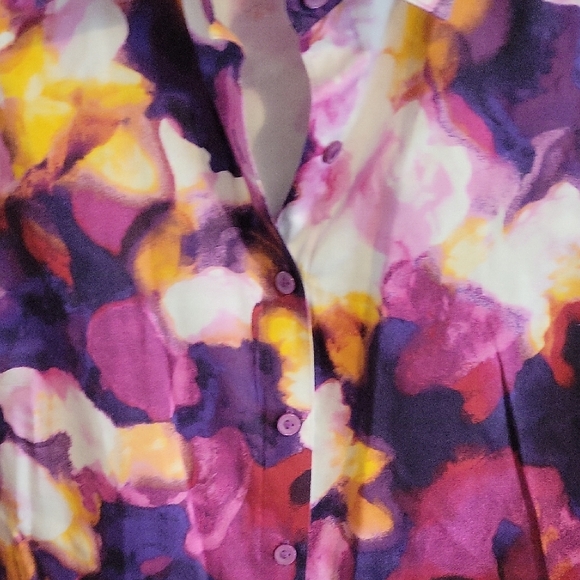 Westbount woman Sz1X 100% cotton Multicolor Floral 3/4 sleeve Button-Down Shirt - Picture 4 of 5